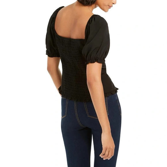 ASH & VIOLET Black Pleated Pouf Square Neck Top - Picture 3 of 3